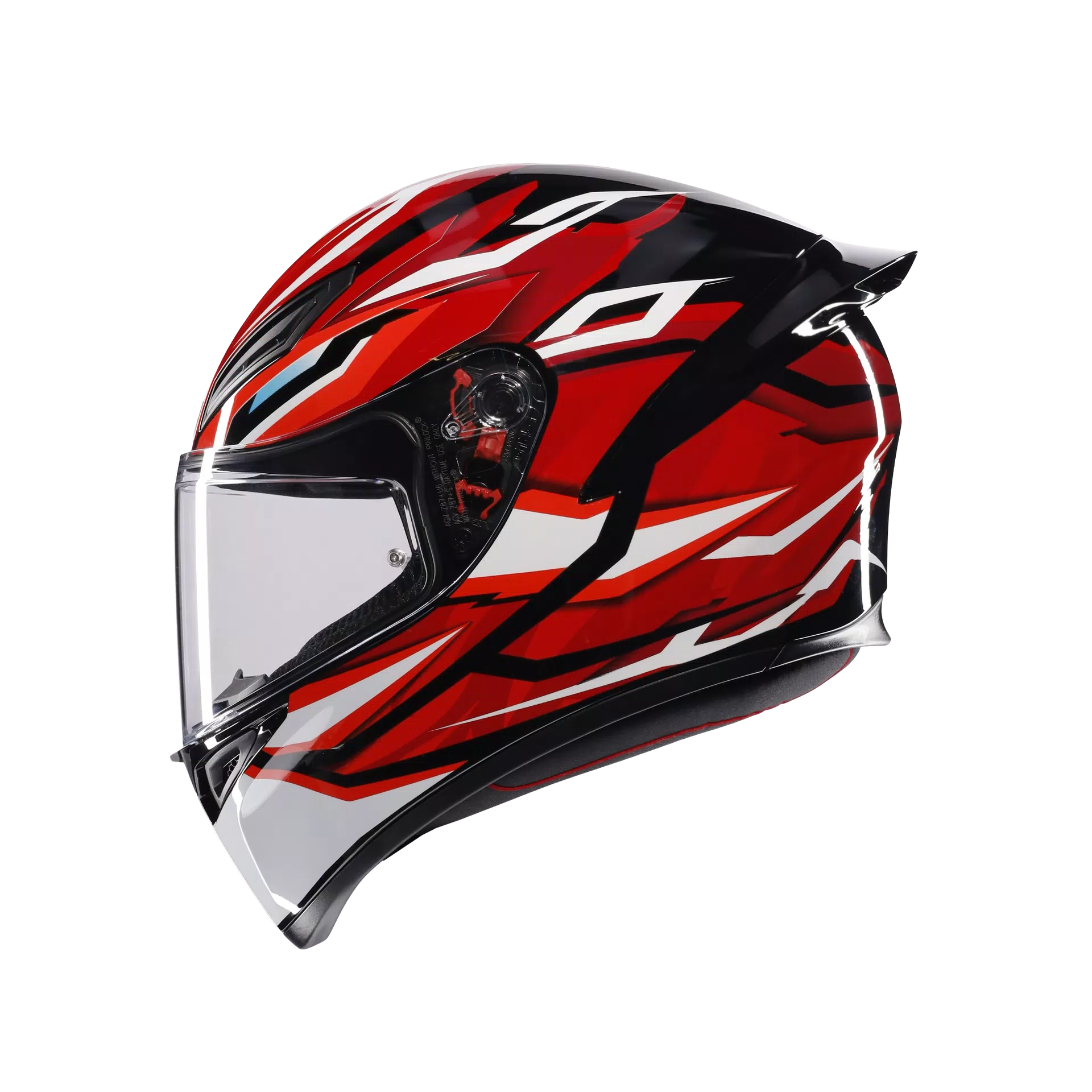 Motorcycle full face sports helmet black  red white