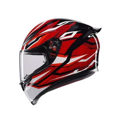 Motorcycle full face sports helmet black  red white