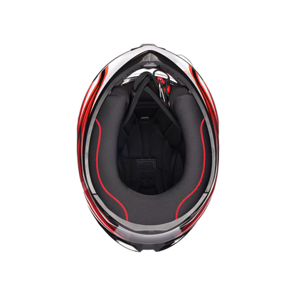 Motorcycle full face sports helmet black  red white