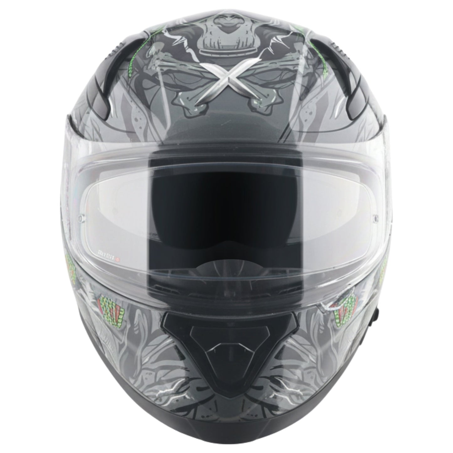 Motorcycle full face helmet black grey white graphic pinlock sun-visor touring ready 