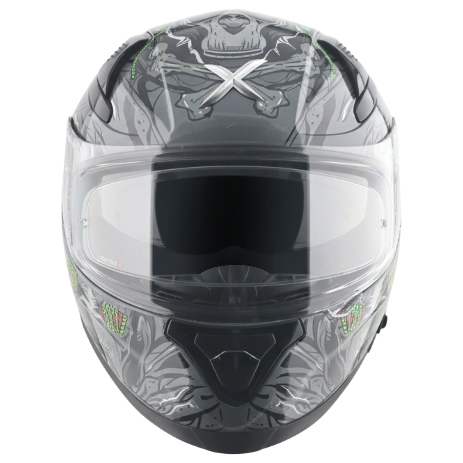Motorcycle full face helmet black grey white graphic pinlock sun-visor touring ready 