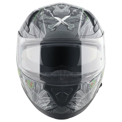 Motorcycle full face helmet black grey white graphic pinlock sun-visor touring ready 