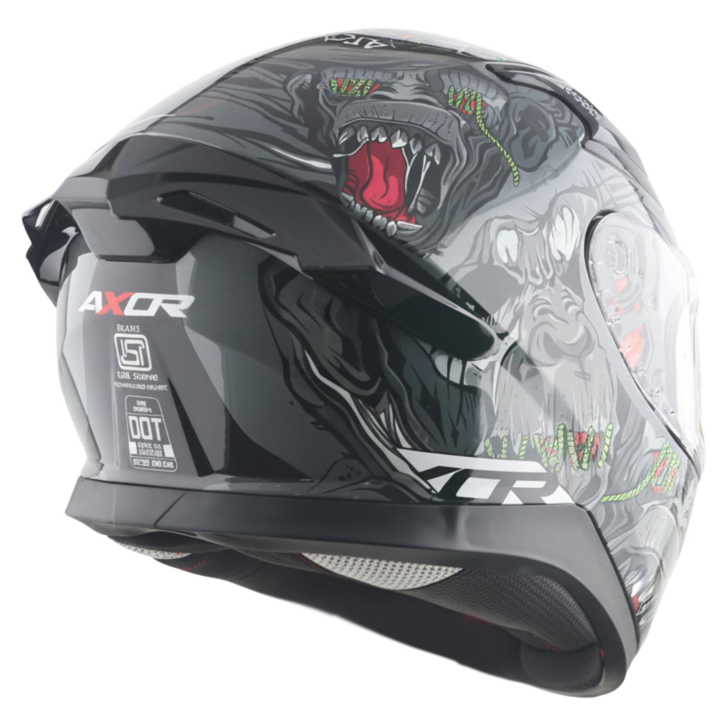 Motorcycle full face helmet black grey white graphic pinlock sun-visor touring ready 