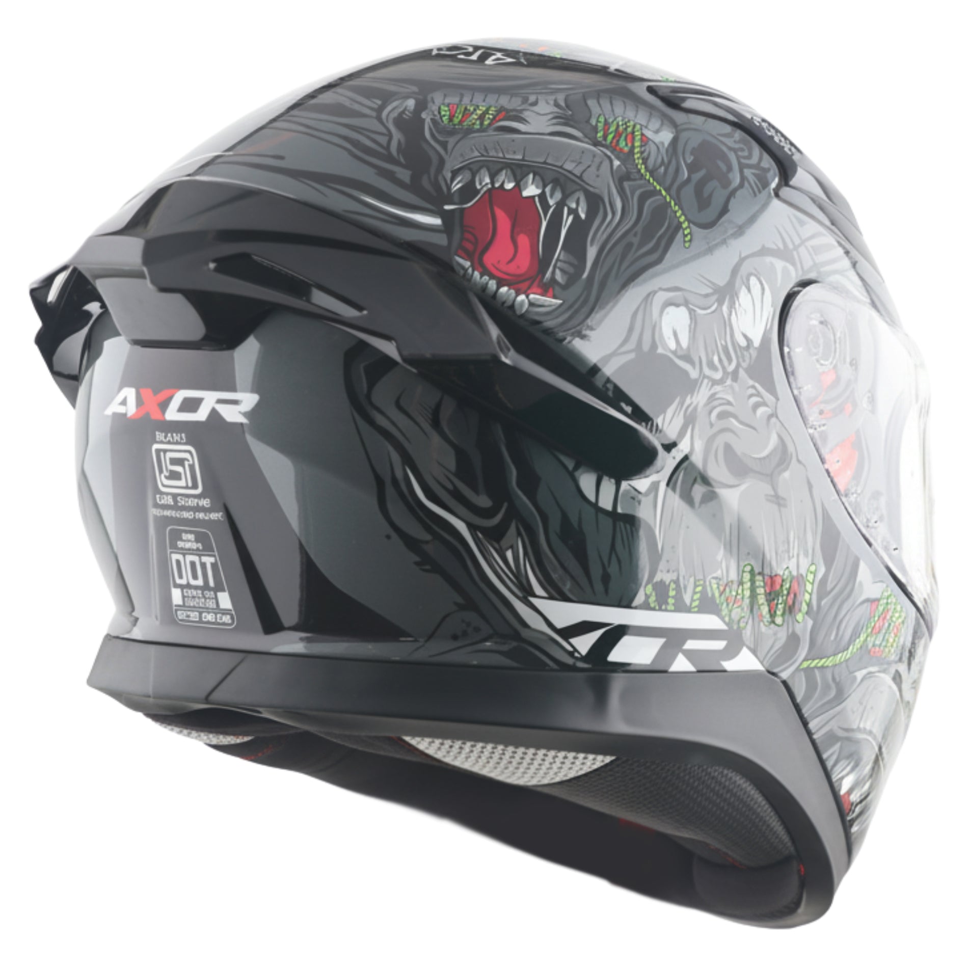Motorcycle full face helmet black grey white graphic pinlock sun-visor touring ready 