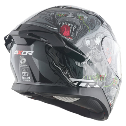 Motorcycle full face helmet black grey white graphic pinlock sun-visor touring ready 