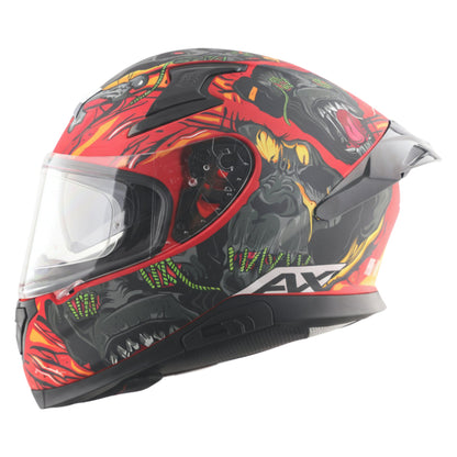 Motorcycle full face helmet Matt red grey yellow graphic pinlock sun-visor touring ready 