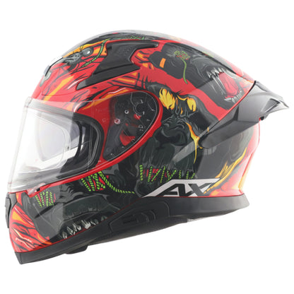 Motorcycle full face helmet red black yellow graphic pinlock sun-visor touring ready 