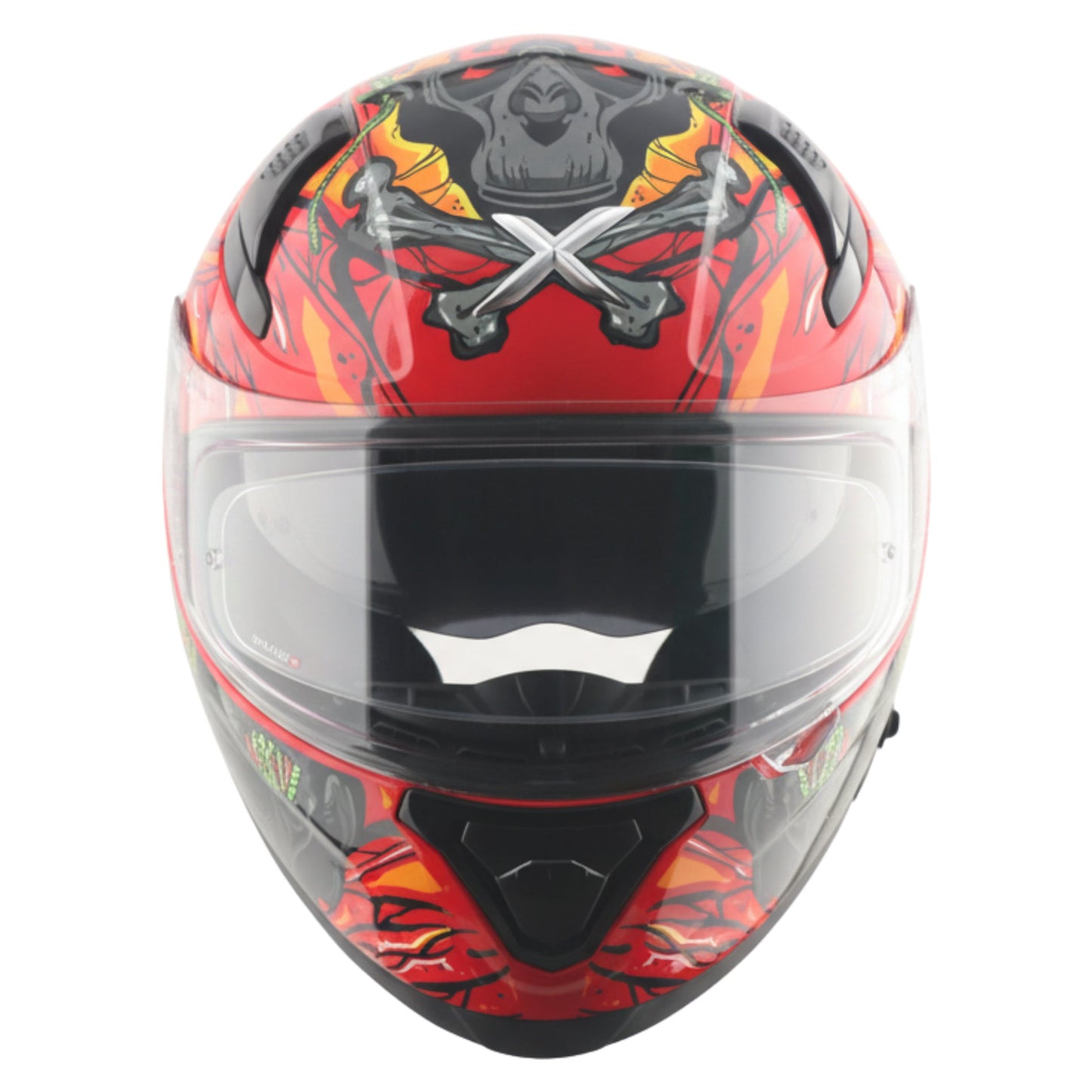 Motorcycle full face helmet red grey yellow graphic pinlock sun-visor touring ready 