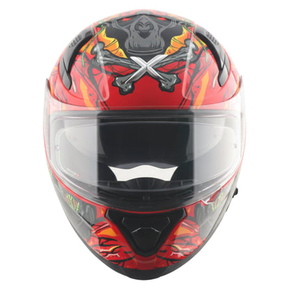 Motorcycle full face helmet red grey yellow graphic pinlock sun-visor touring ready 