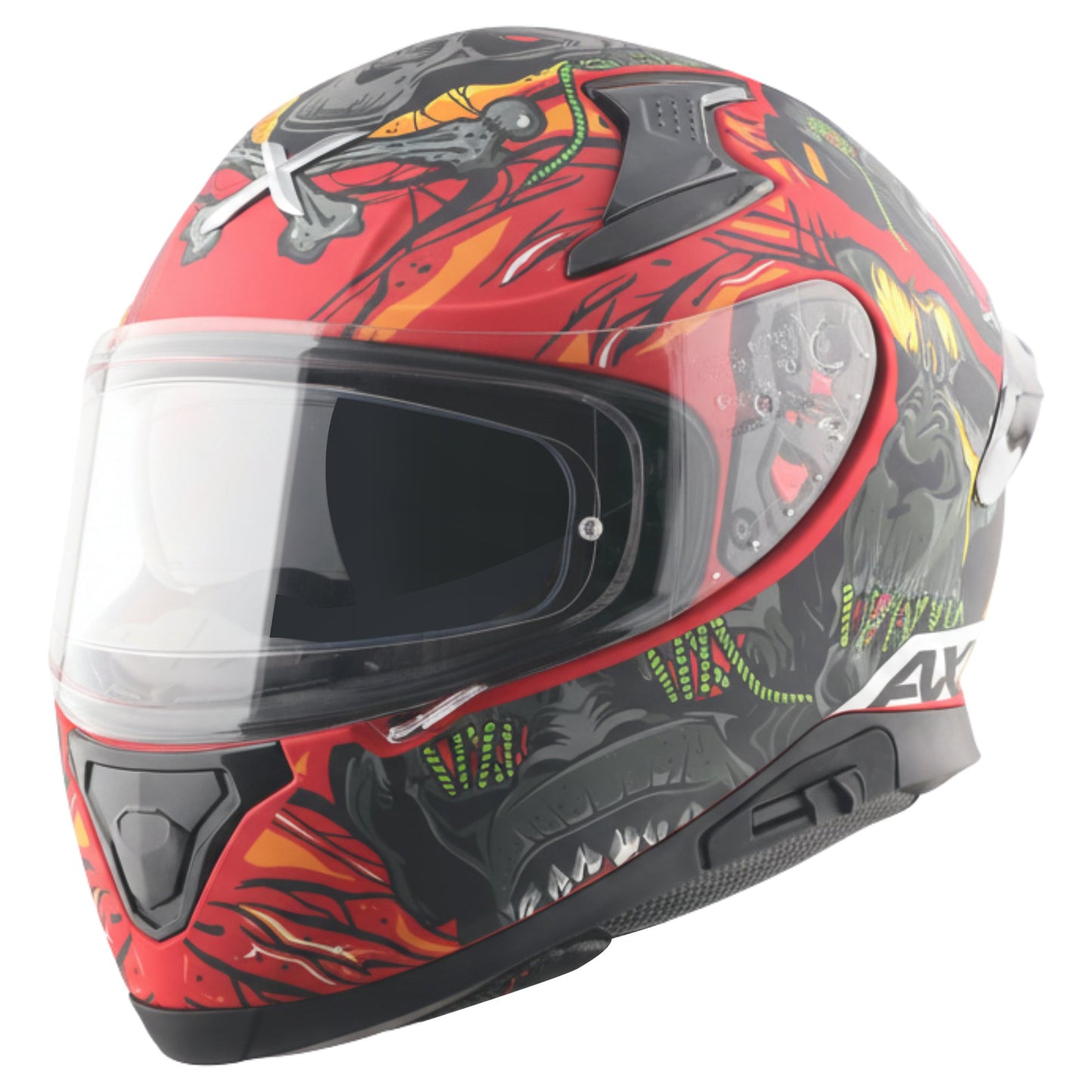 Motorcycle full face helmet Matt red grey yellow graphic pinlock sun-visor touring ready 