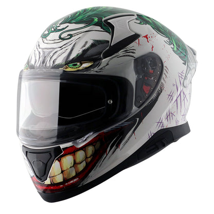 Motorcycle full face helmet white DC Joker graphics (Licensed)