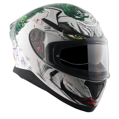 Motorcycle full face helmet white DC Joker graphics (Licensed)