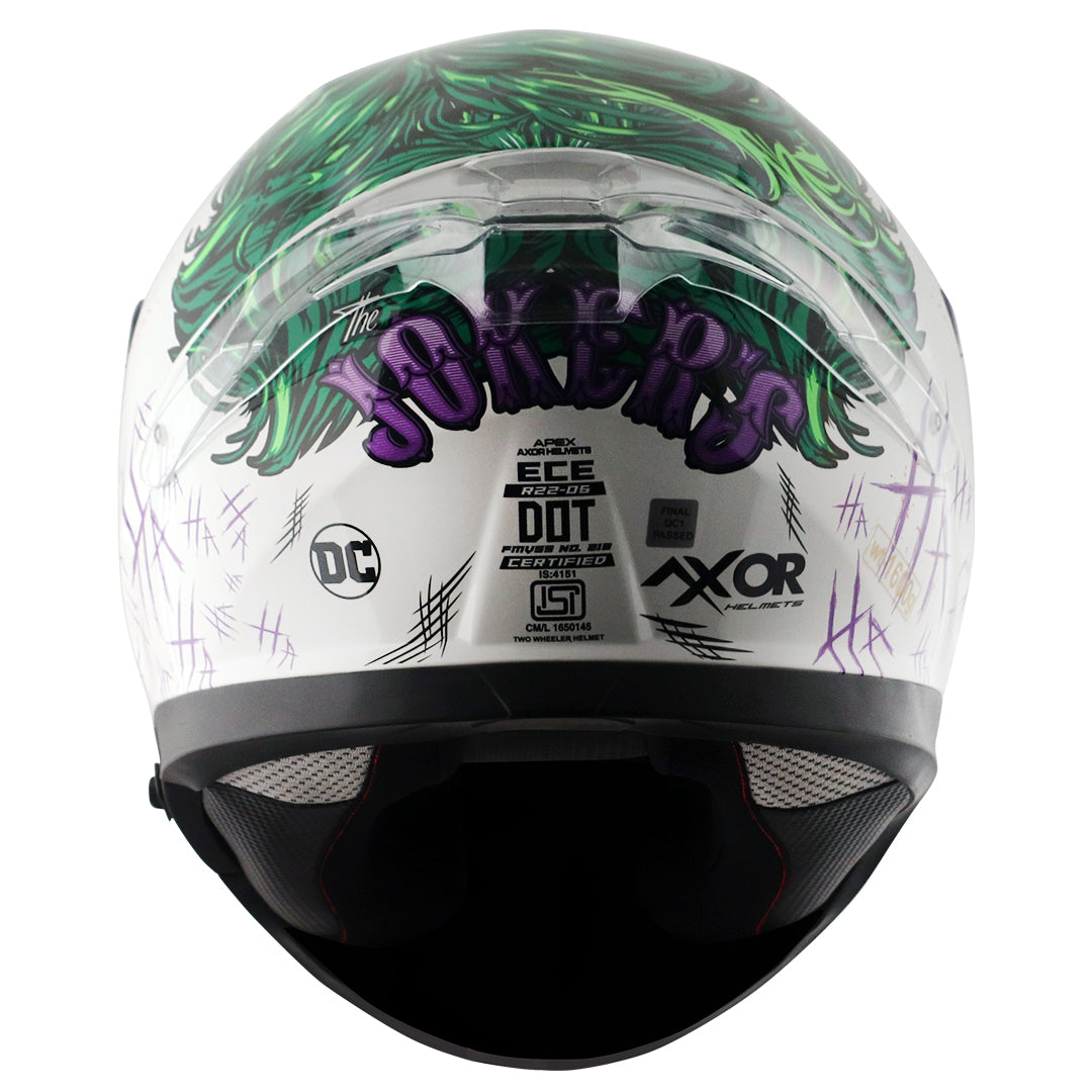 Motorcycle full face helmet white DC Joker graphics (Licensed)