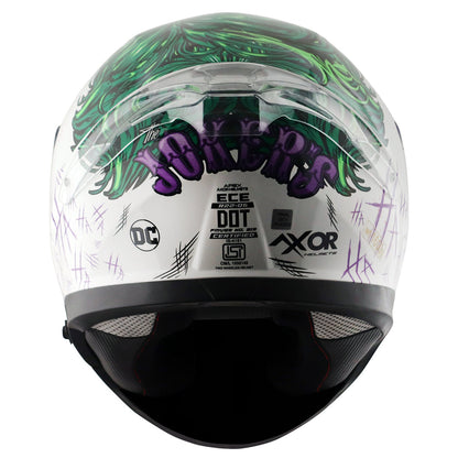 Motorcycle full face helmet white DC Joker graphics (Licensed)