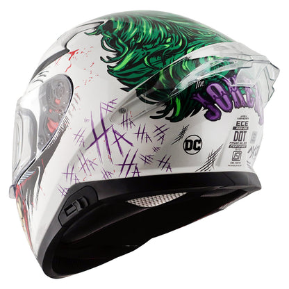 Motorcycle full face helmet white DC Joker graphics (Licensed)