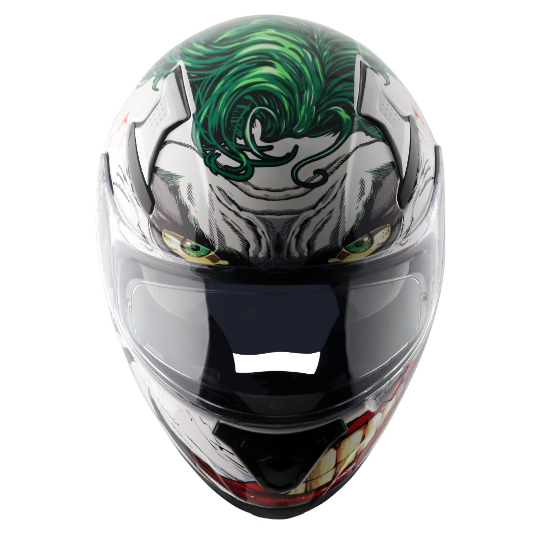 Motorcycle full face helmet white DC Joker graphics (Licensed)