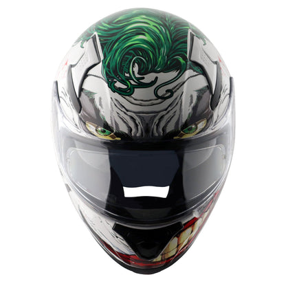 Motorcycle full face helmet white DC Joker graphics (Licensed)