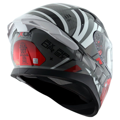 Motorcycle full face helmet glossy grey red black with pinlock and sun-visor