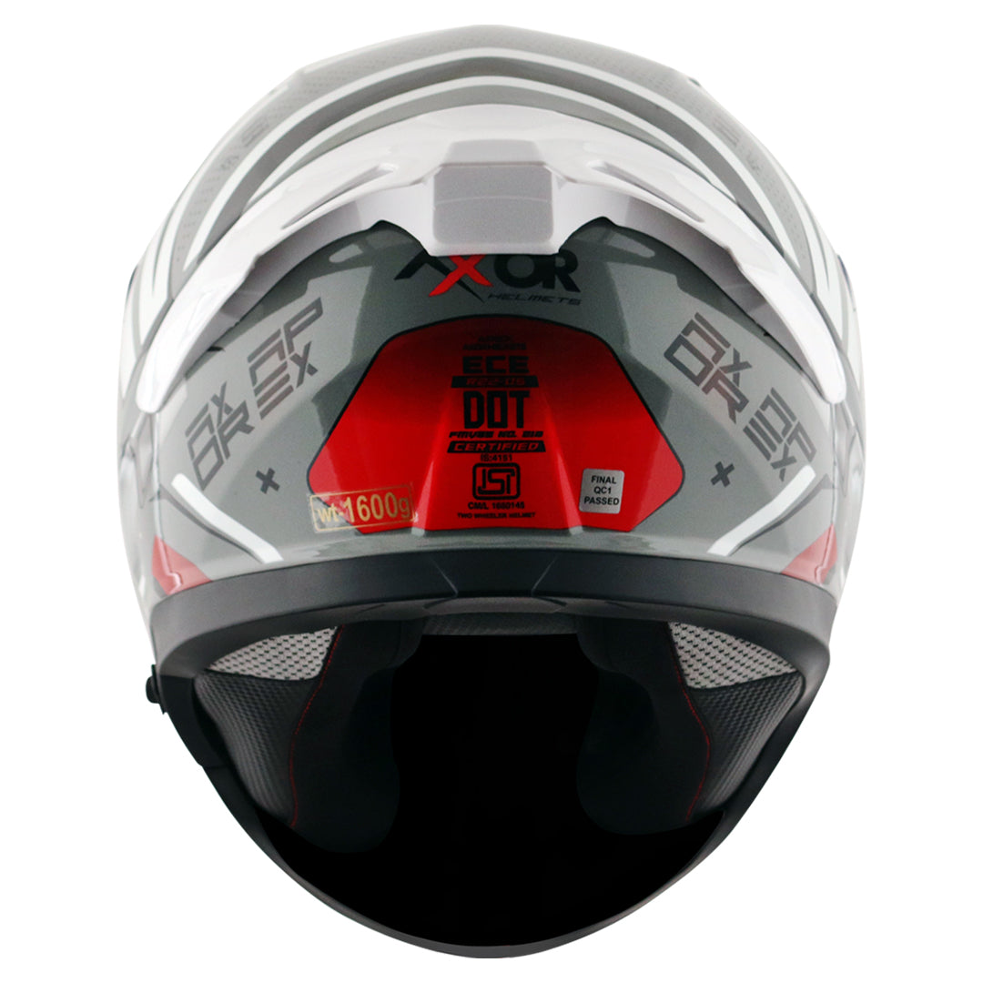 Motorcycle full face helmet glossy grey red black with pinlock and sun-visor
