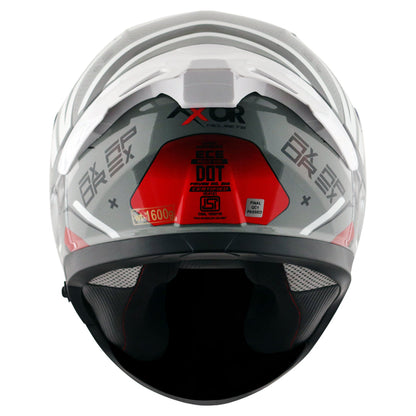 Motorcycle full face helmet glossy grey red black with pinlock and sun-visor