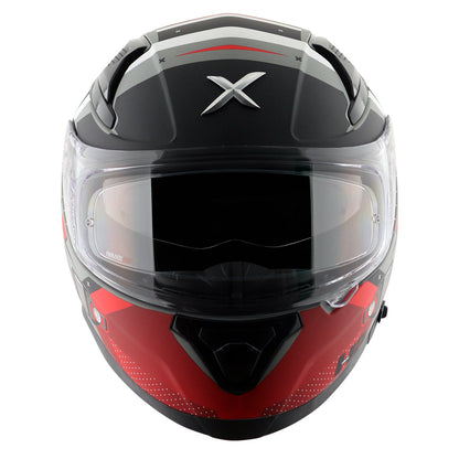 Motorcycle full face helmet matt grey red black with pinlock and sun-visor