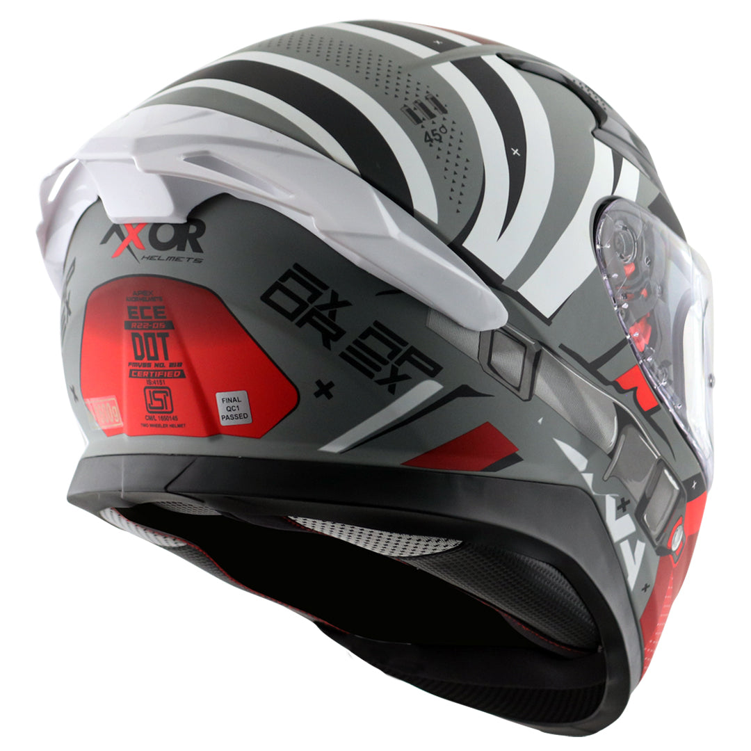 Motorcycle full face helmet matt grey red black with pinlock and sun-visor
