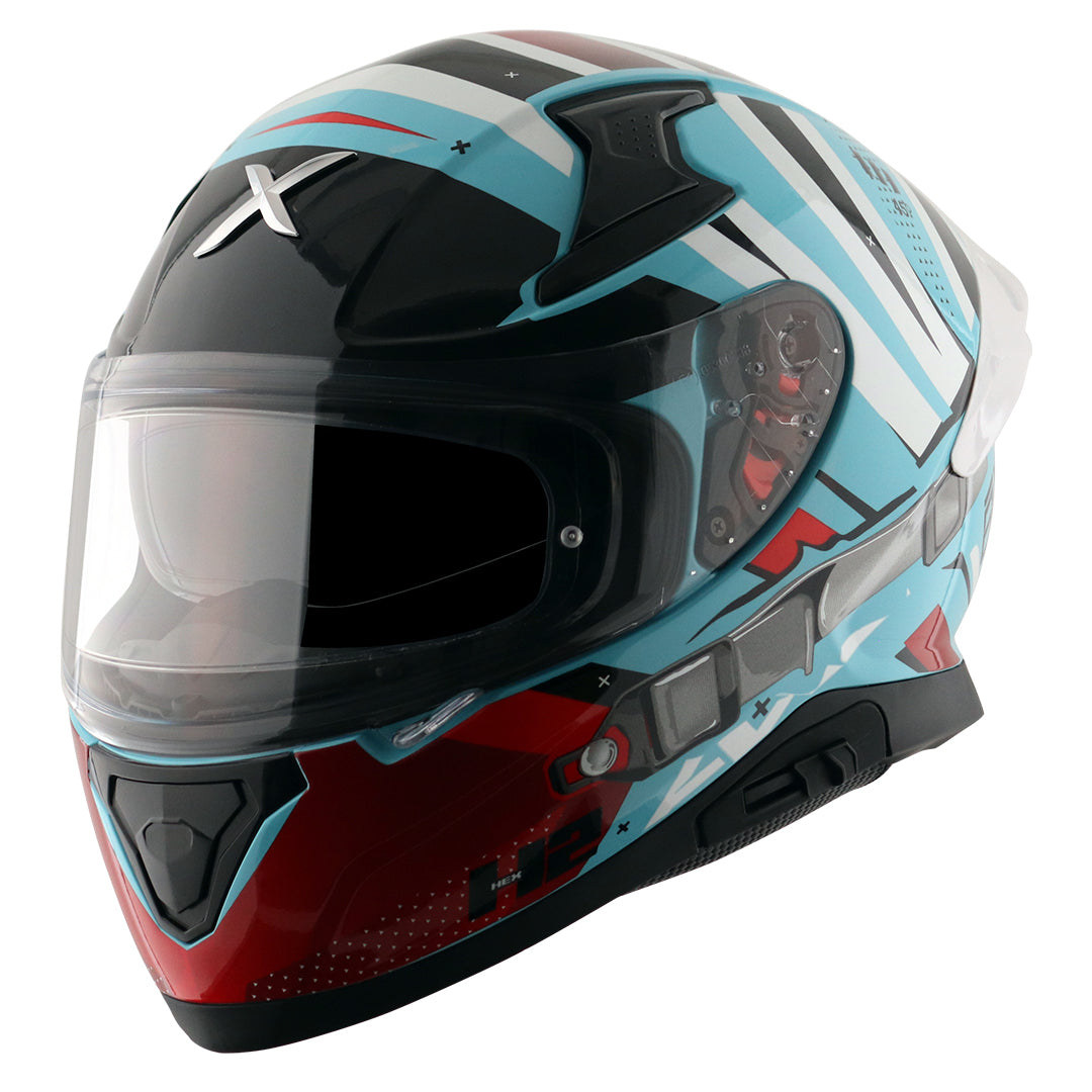 Motorcycle full face helmet Glossy blue red black with pinlock and sun-visor