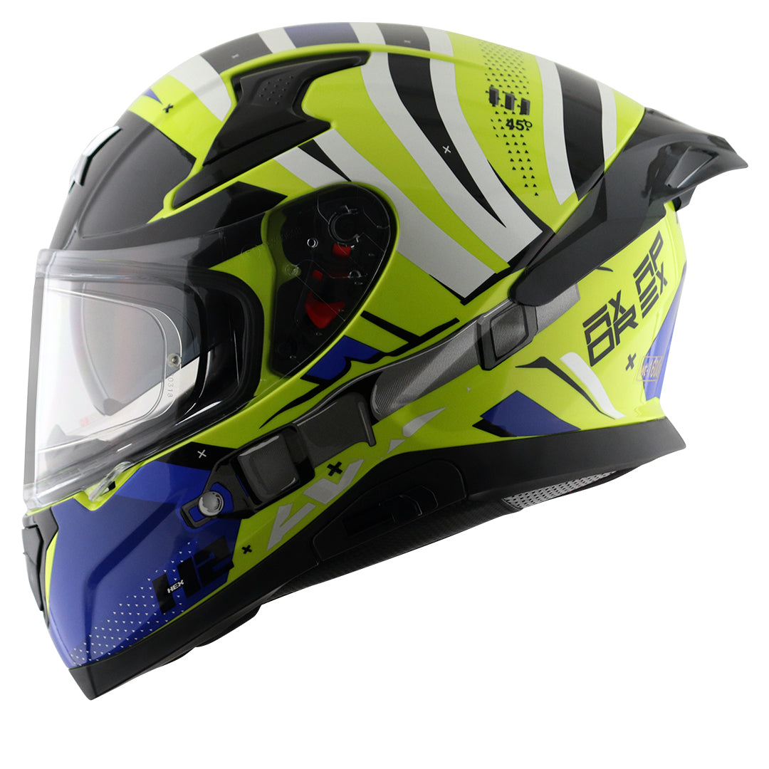 Motorcycle full face helmet Glossy light green blue black with pinlock and sun-visor