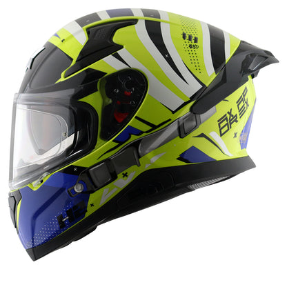 Motorcycle full face helmet Glossy light green blue black with pinlock and sun-visor