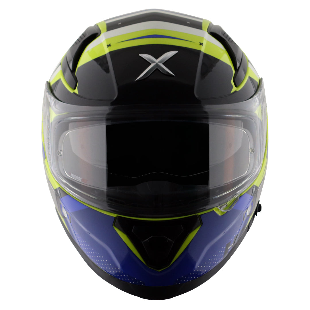 Motorcycle full face helmet Glossy light green blue black with pinlock and sun-visor