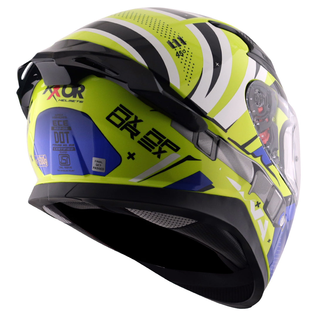 Motorcycle full face helmet Glossy light green blue black with pinlock and sun-visor