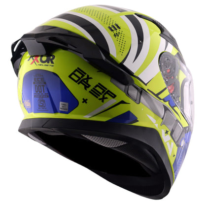 Motorcycle full face helmet Glossy light green blue black with pinlock and sun-visor