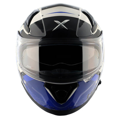 Motorcycle full face helmet Glossy white blue black with pinlock and sun-visor
