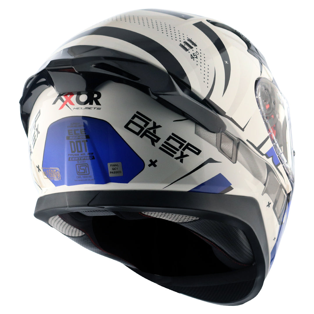 Motorcycle full face helmet Glossy white blue black with pinlock and sun-visor