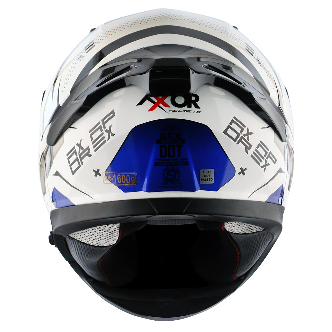 Motorcycle full face helmet Glossy white blue black with pinlock and sun-visor