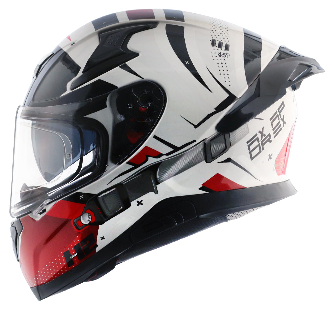 Motorcycle full face helmet Glossy white red black with pinlock and sun-visor