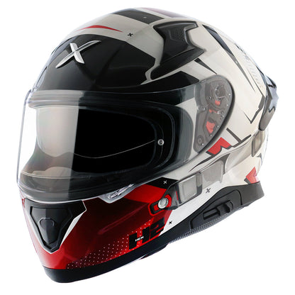 Motorcycle full face helmet Glossy white red black with pinlock and sun-visor