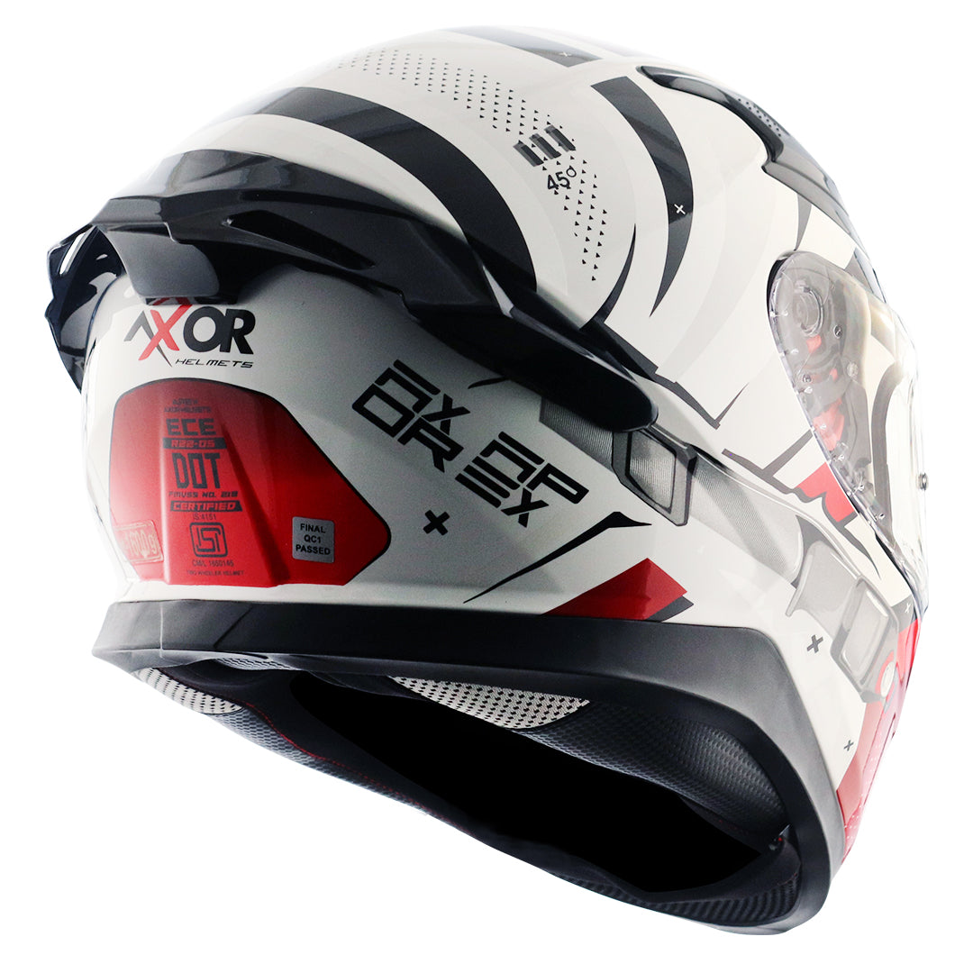 Motorcycle full face helmet Glossy white red black with pinlock and sun-visor