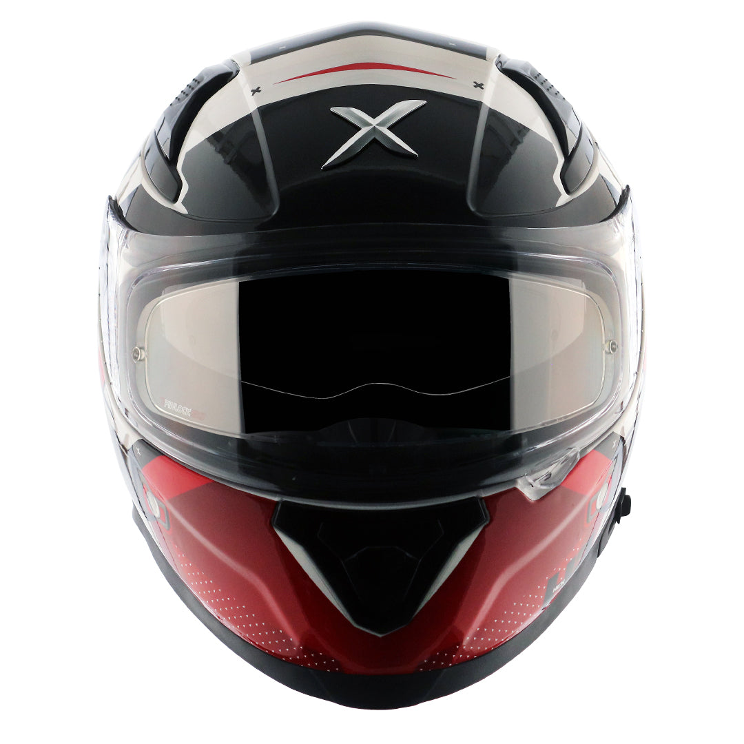 Motorcycle full face helmet Glossy white red black with pinlock and sun-visor