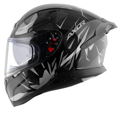 Motorcycle full face helmet black grey hunter graphics with pinlock and sun-visor