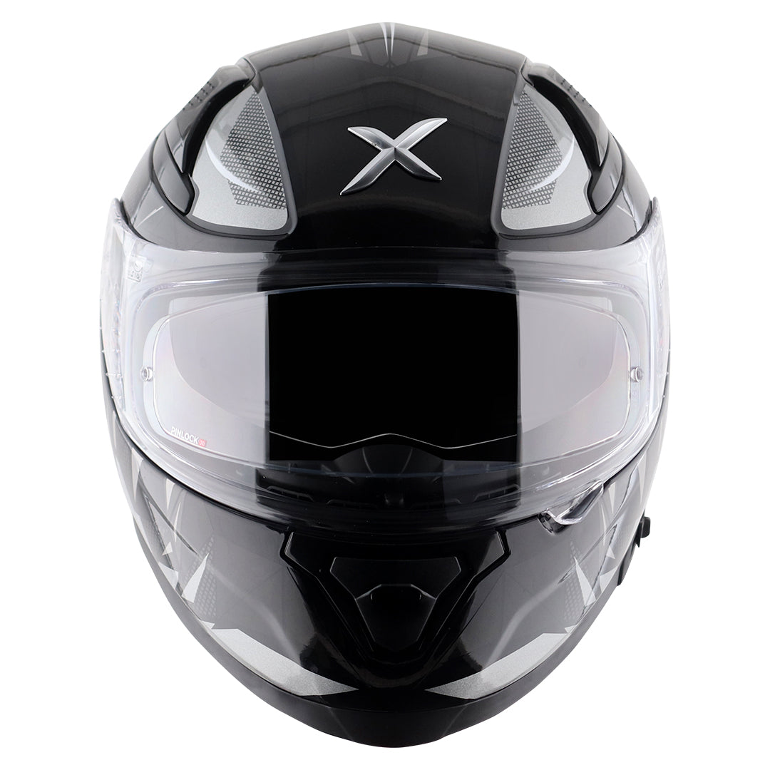 Motorcycle full face helmet black grey hunter graphics with pinlock and sun-visor