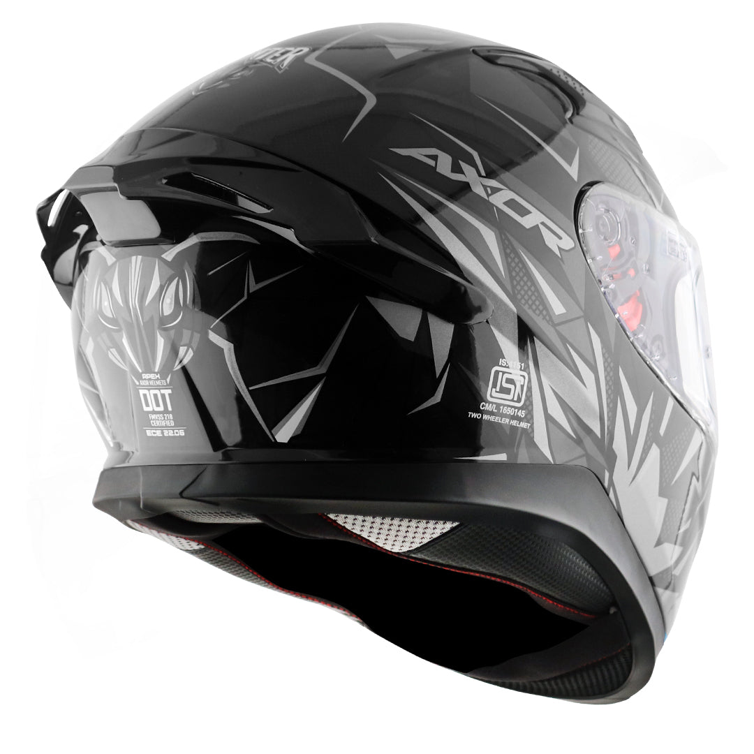 Motorcycle full face helmet black grey hunter graphics with pinlock and sun-visor