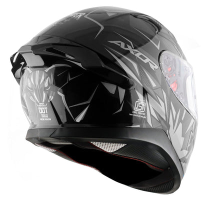 Motorcycle full face helmet black grey hunter graphics with pinlock and sun-visor