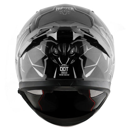 Motorcycle full face helmet black grey hunter graphics with pinlock and sun-visor