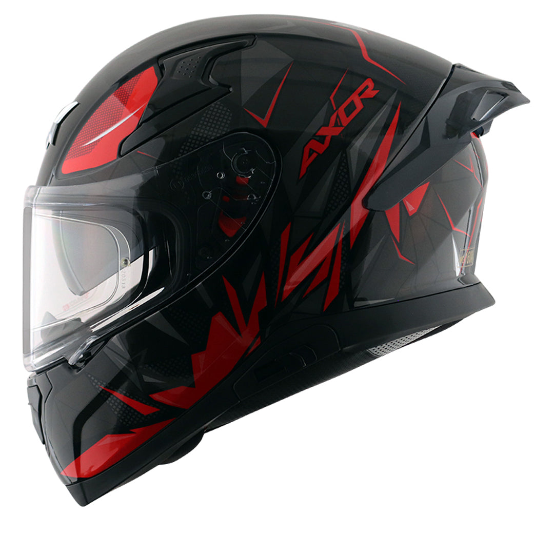 Motorcycle full face helmet black red  hunter graphics with pinlock and sun-visor