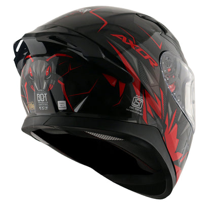 Motorcycle full face helmet black red  hunter graphics with pinlock and sun-visor