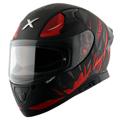 Motorcycle full face helmet dull black red  hunter graphics with pinlock and sun-visor