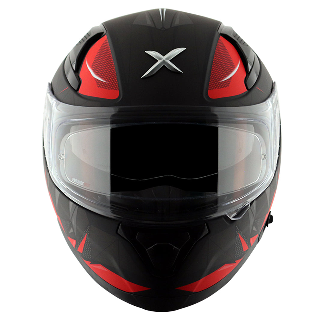 Motorcycle full face helmet dull black red  hunter graphics with pinlock and sun-visor