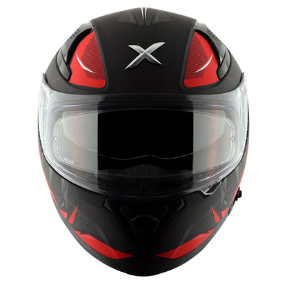 Motorcycle full face helmet dull black red  hunter graphics with pinlock and sun-visor