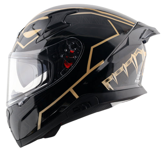 Motorcycle full face helmet black gold marvel Black panther graphics (Licensed)